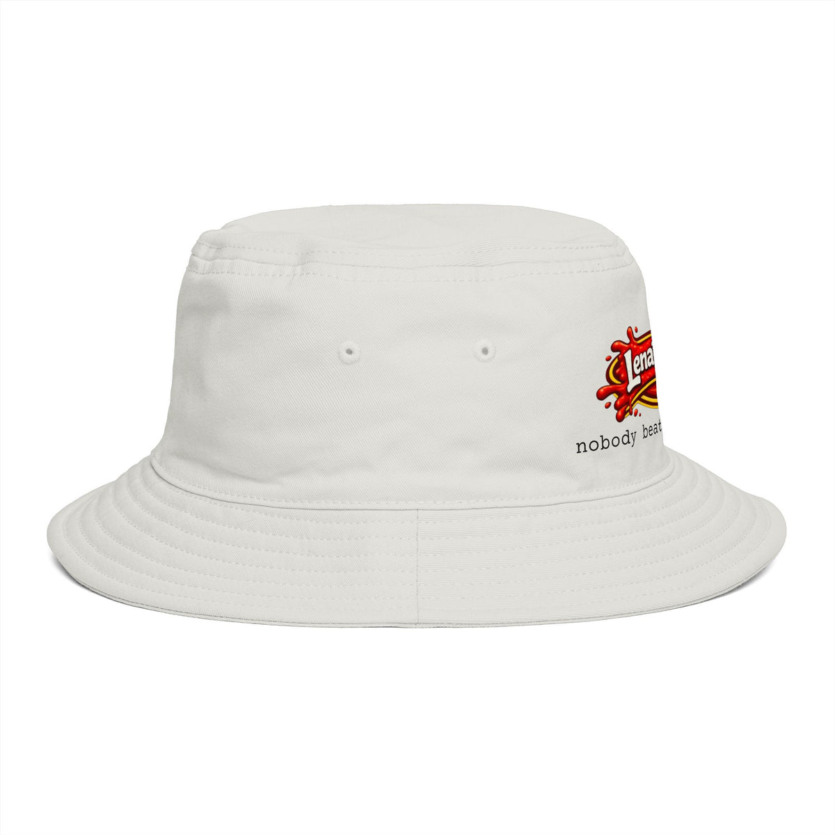 Nobody Beats Lena's Wieners Embroidered Bucket Hat — Retro Hot Dog Logo Cap