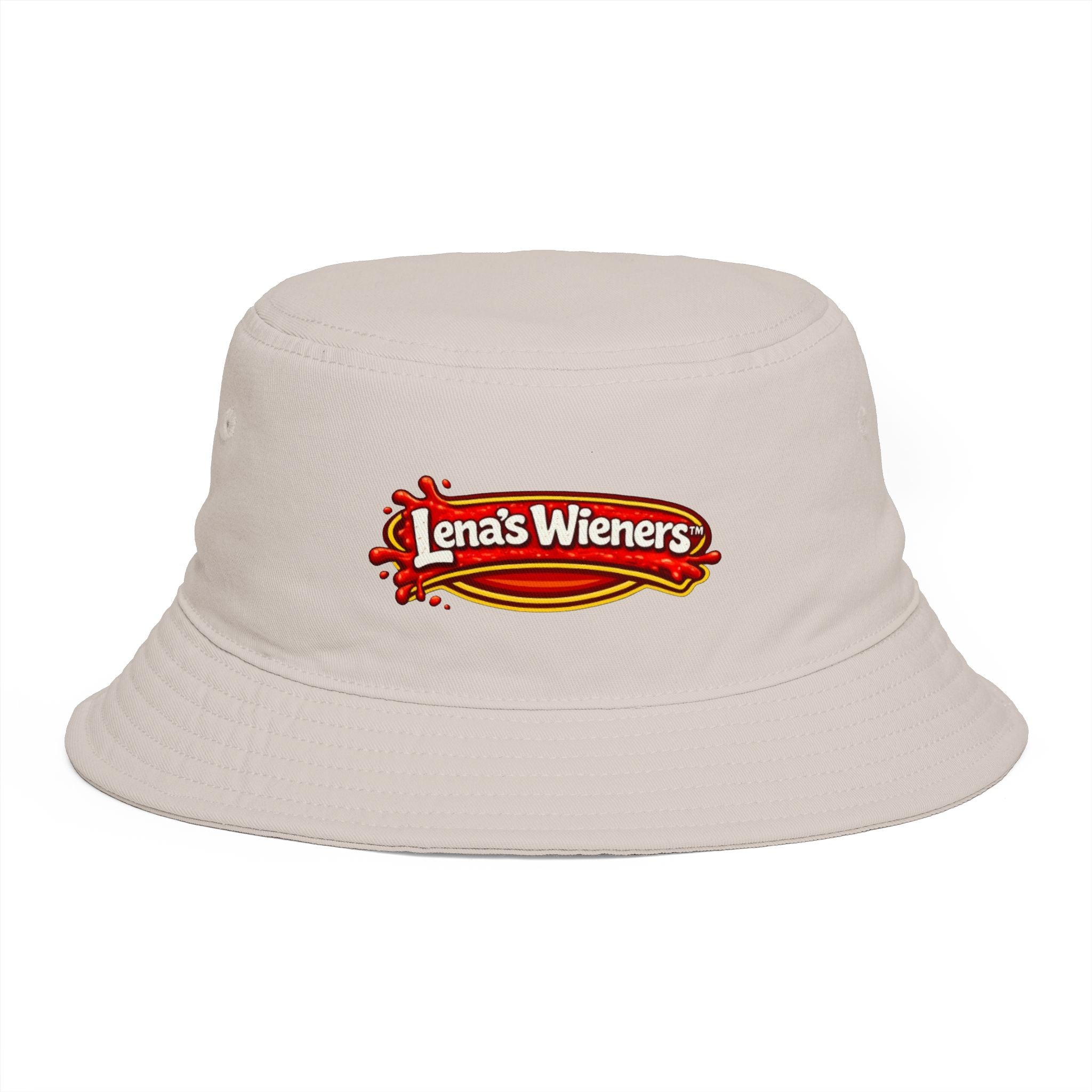 Lena's Wieners Embroidered Bucket Hat — Retro Hot Dog Logo Cap