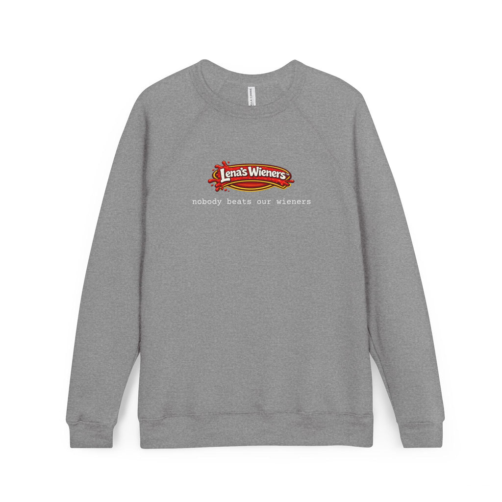 Nobody Beats Lena's Wieners Sponge Fleece Raglan Sweatshirt