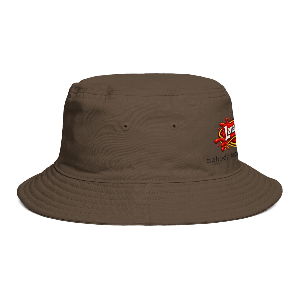 Nobody Beats Lena's Wieners Embroidered Bucket Hat — Retro Hot Dog Logo Cap