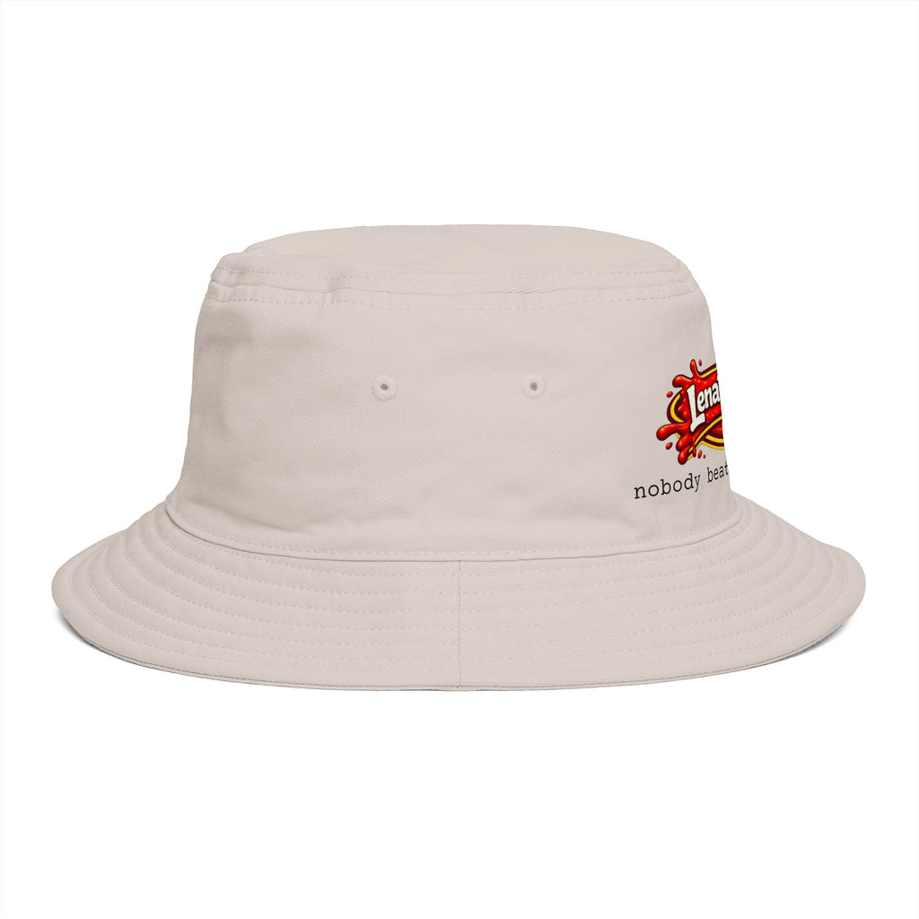 Nobody Beats Lena's Wieners Embroidered Bucket Hat — Retro Hot Dog Logo Cap