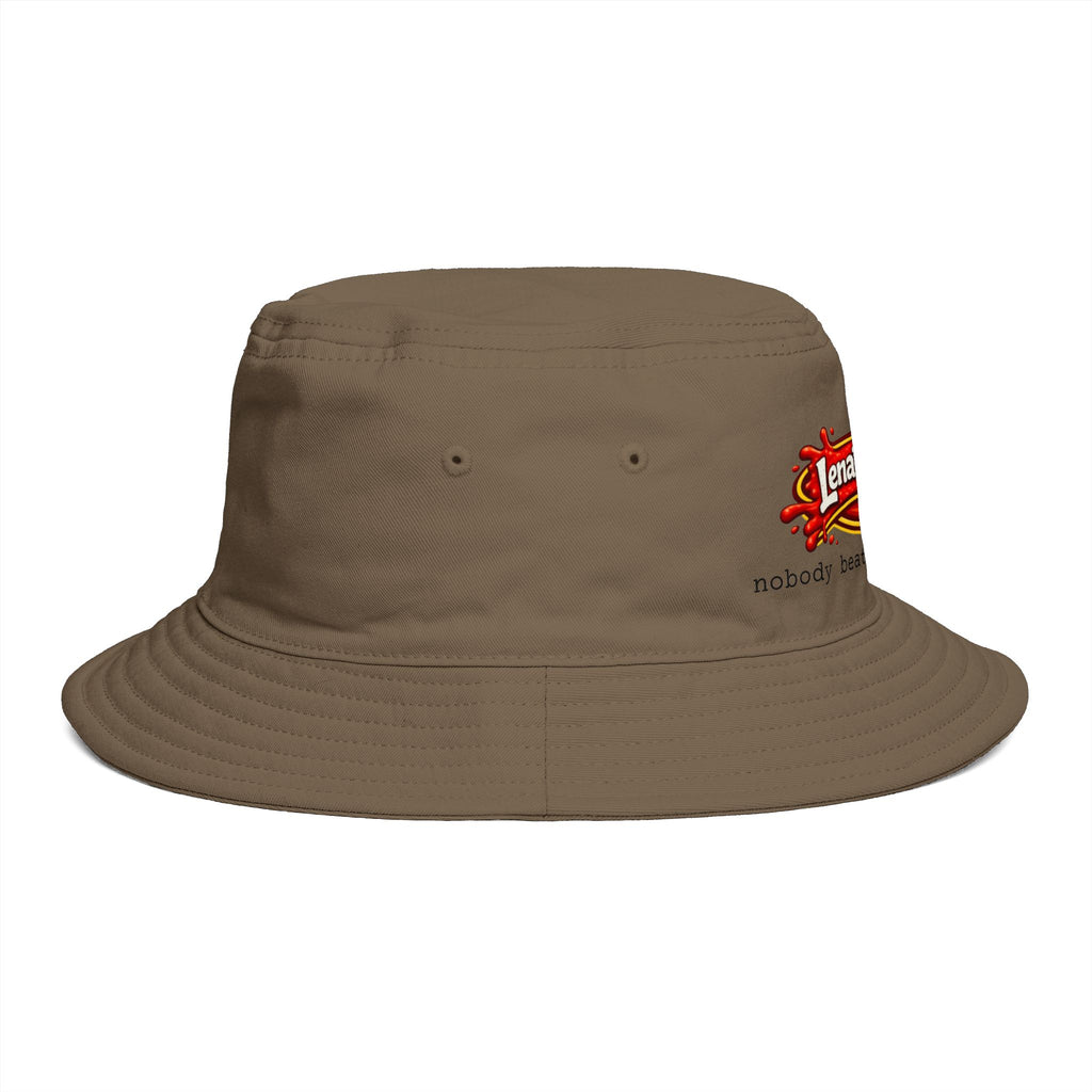 Nobody Beats Lena's Wieners Embroidered Bucket Hat — Retro Hot Dog Logo Cap