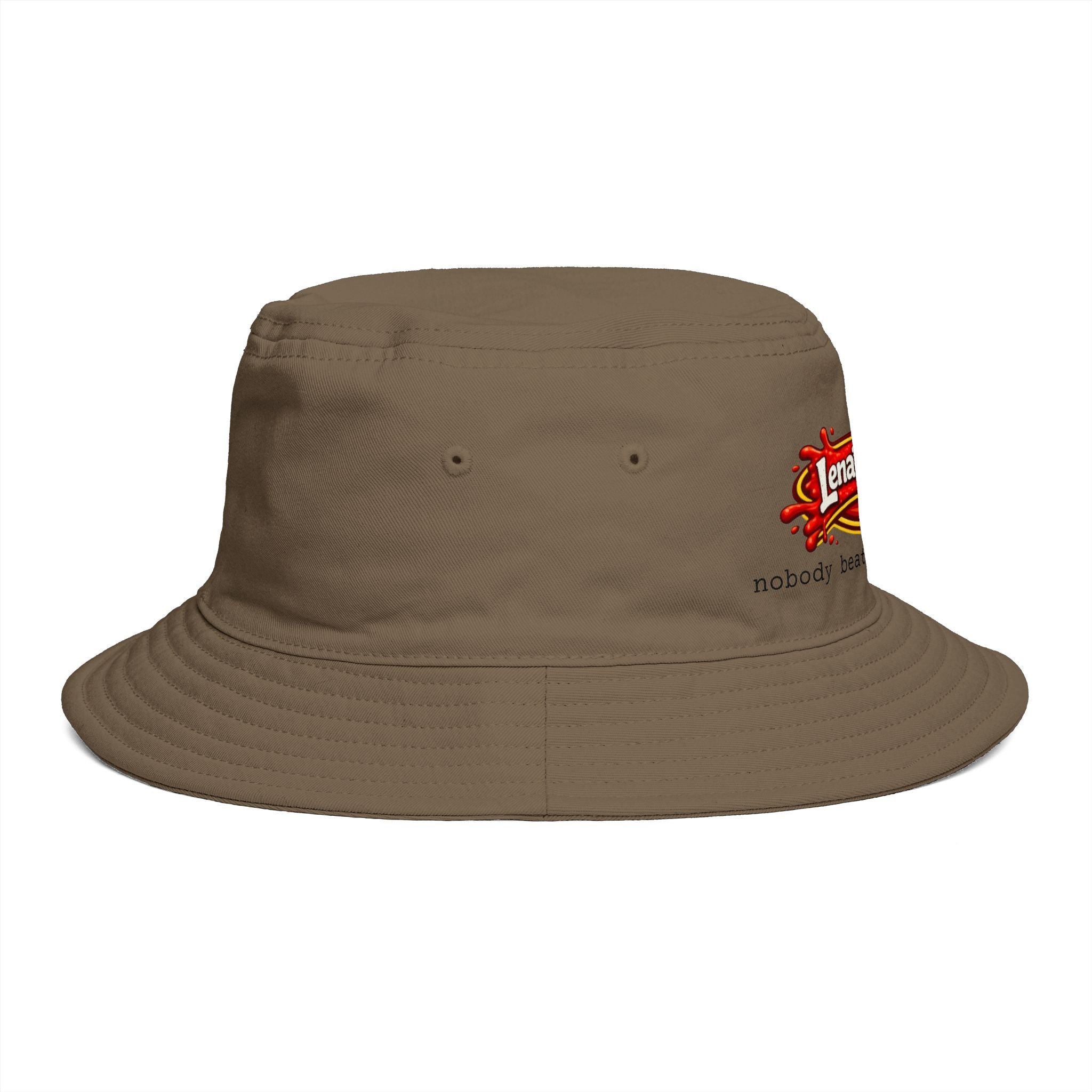 Nobody Beats Lena's Wieners Embroidered Bucket Hat — Retro Hot Dog Logo Cap