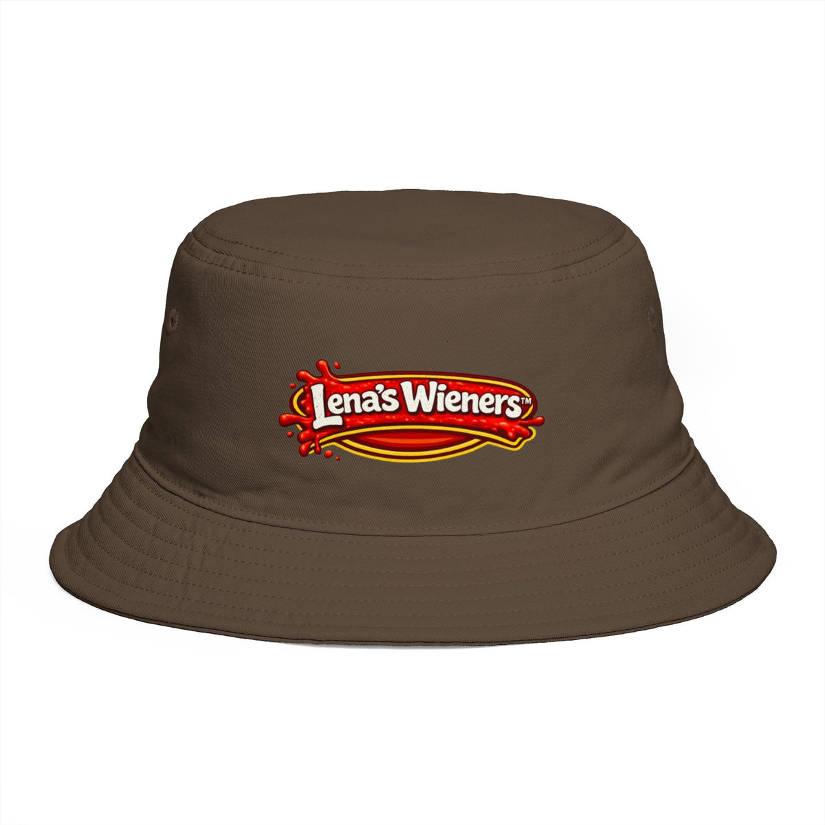 Lena's Wieners Embroidered Bucket Hat — Retro Hot Dog Logo Cap