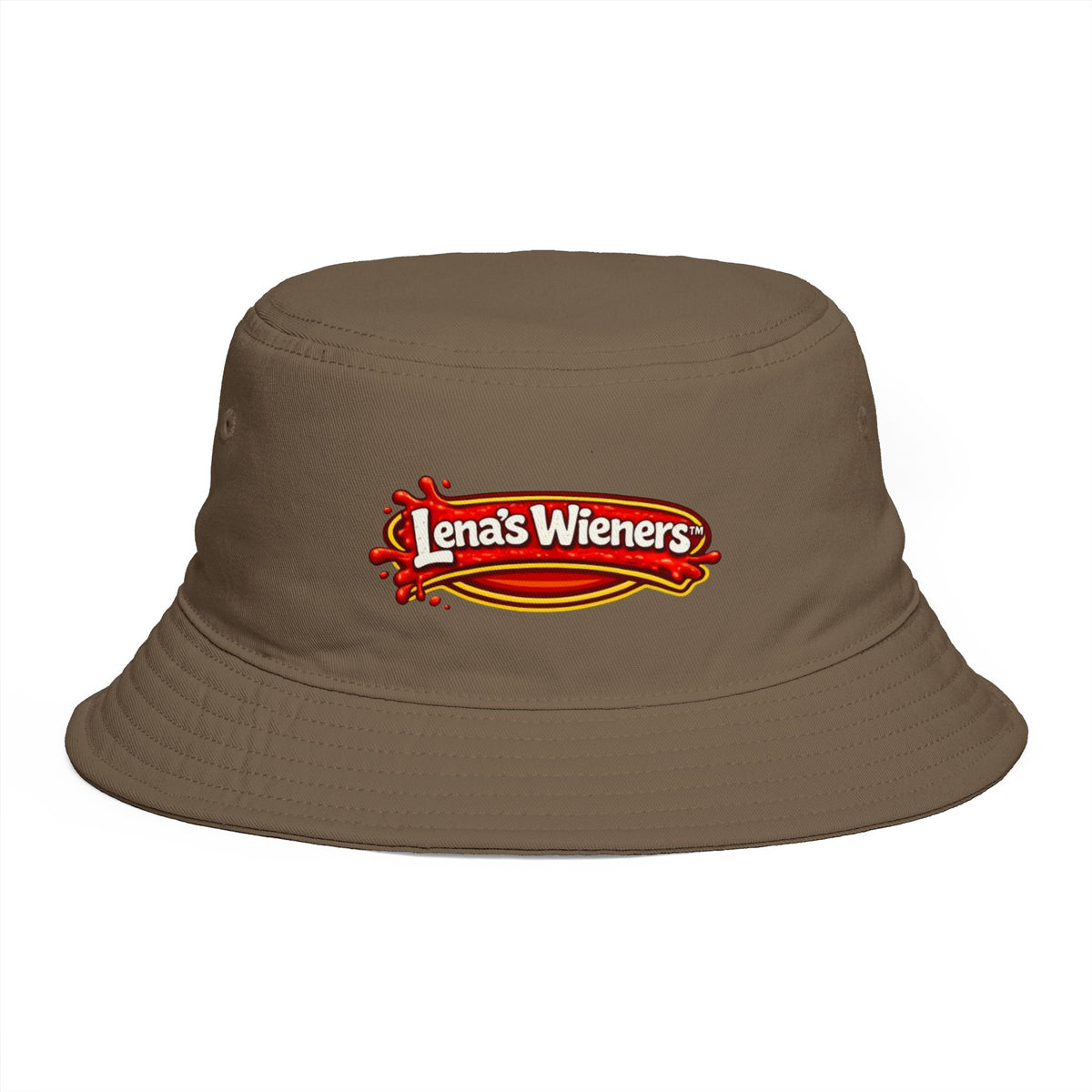 Lena's Wieners Embroidered Bucket Hat — Retro Hot Dog Logo Cap