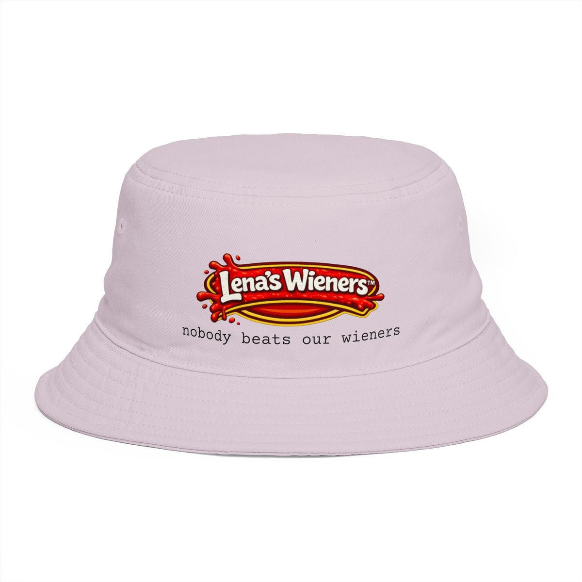 Nobody Beats Lena's Wieners Embroidered Bucket Hat — Retro Hot Dog Logo Cap